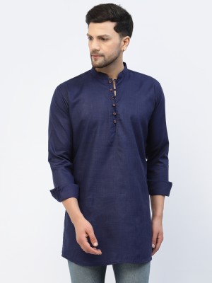 TS Lifestyle Men Solid Straight Kurta(Dark Blue)