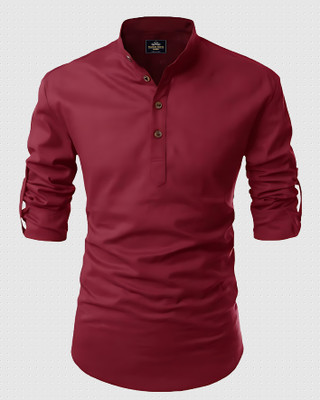 evalaxy Men Solid Straight Kurta(Maroon)