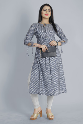 Ananya Fab Women Printed Straight Kurta(Grey)