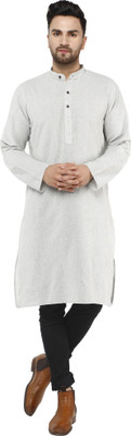 HouseOfCommon Men Self Design Straight Kurta(Grey)