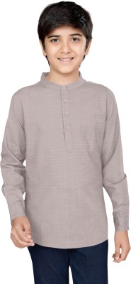 FABFARM Boys Solid Straight Kurta(Grey)