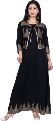 AARTI FASHION Anarkali Gown(Black)