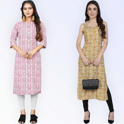 HouseOfCommon Women Printed Straight Kurta(Multicolor)