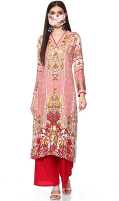 BIBA Women Printed A-line Kurta(Beige)