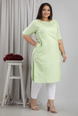 SHRITIKA Women Self Design Straight Kurta(Light Green)