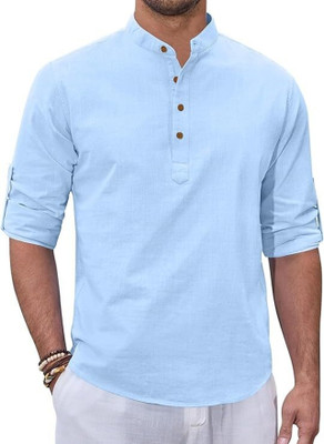 Vimal Star Men Solid A-line Kurta(Light Blue)