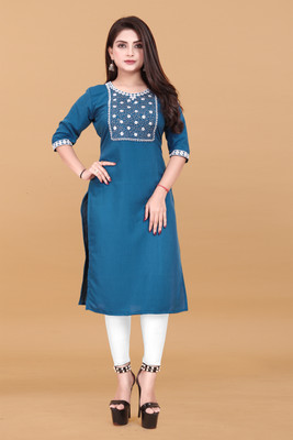 Jayshree Fab Women Embroidered A-line Kurta(Blue)