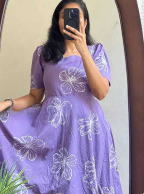 Manvi Enterprises Women Fit and Flare Purple Midi/Calf Length Dress