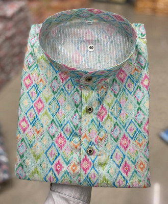 FOXDX Men Printed Straight Kurta(Multicolor)