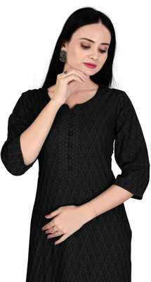 akshar creation Women Chikan Embroidery Straight Kurta(Maroon)