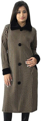 Hautemoda Women Striped Straight Kurta(Black, Beige)