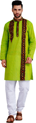 MALAXMITEXTILE Men Solid A-line Kurta(Green)