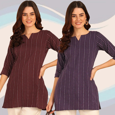 VIRHAN Women Striped A-line Kurta(Multicolor)
