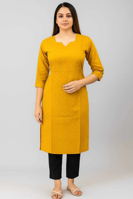 FASHIONTARA Women Printed Ethnic Dress Kurta(Yellow)