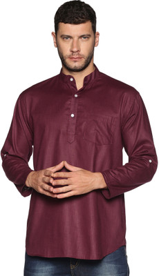 Sethukrishna Men Solid A-line Kurta(Maroon)