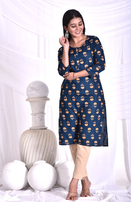 rashmi shree creation Women Floral Print Straight Kurta(Blue)