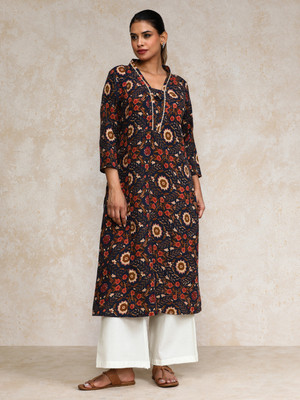 Varanga Women Printed A-line Kurta(Blue)