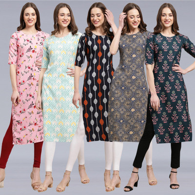 1 Stop Fashion Women Printed A-line Kurta(Multicolor)