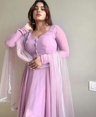 Styleva Women Solid Gown Kurta(Pink)