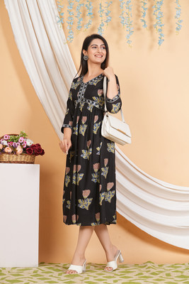BSPrint Women Printed A-line Kurta(Multicolor)