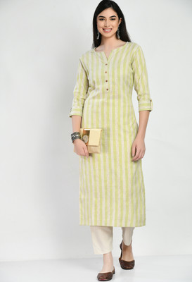 AnjuShree Choice Women Printed Straight Kurta(Green)