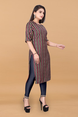 RIDDHI COLLECTION MALL Women Striped A-line Kurta(Multicolor)