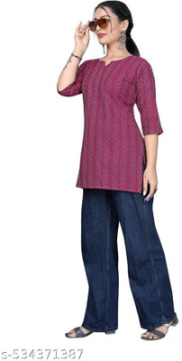 HouseOfCommon Women Striped Straight Kurta(Red)