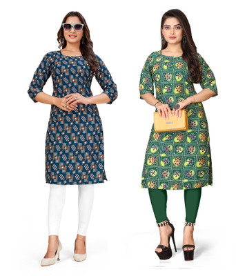 dharmanandan creation Women Printed A-line Kurta(Multicolor)