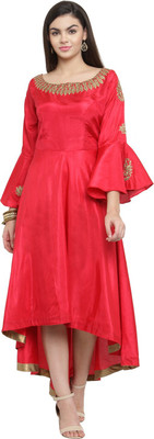 AD4U Women Solid A-line Kurta(Red)