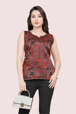 Anmi Printed Women Straight Kurta(Maroon)