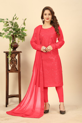 Jay Gopal Tex Women Embroidered Straight Kurta(Red)