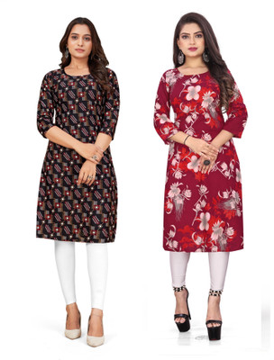 deshmi fashion Women Printed Straight Kurta(Multicolor)