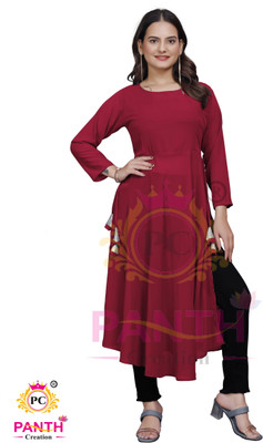 Panth Creation Women Solid A-line Kurta(Maroon)