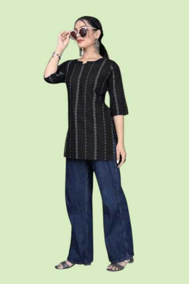 Db Fashion Cl Women Printed Flared Kurta(Black)