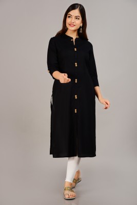 Yeswant Fab Women Solid Straight Kurta(Black)