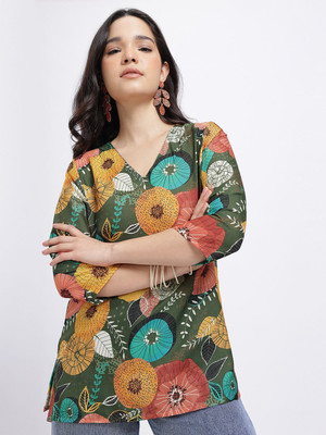 Anouk Rustic Women Printed Straight Kurta(Multicolor)
