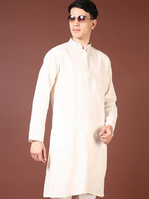 V-MART Men Solid A-line Kurta(Beige)