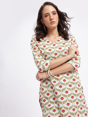 Anouk Rustic Women Floral Print Straight Kurta(Multicolor)