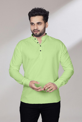 Kavyangle Creation Men Solid Straight Kurta(Light Green)