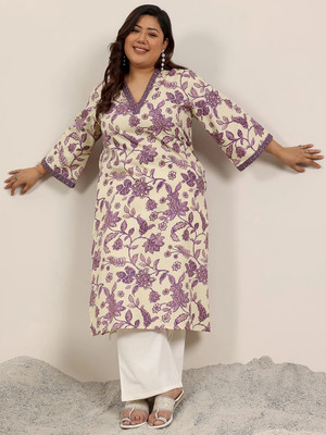 EXTRA LOVE BY LIBAS Women Printed Straight Kurta(Purple)