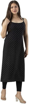 KAALAXI Women Printed Straight Kurta(Black)