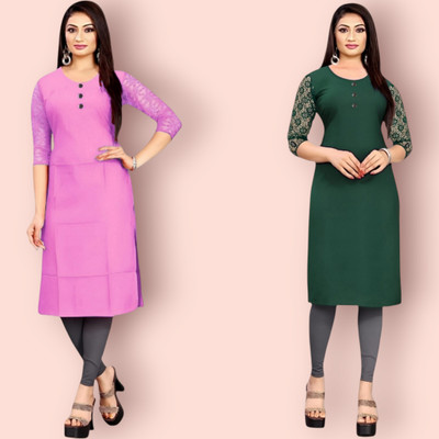 Coft Women Solid Straight Kurta(Multicolor)