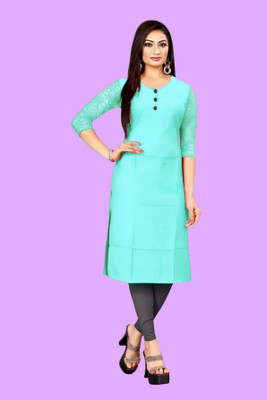 Coft Women Solid Straight Kurta(Blue)
