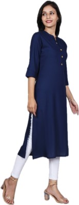 JR JEZREEL Women Solid Straight Kurta(Blue)