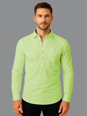 Navkanj Men Solid Straight Kurta(Green)