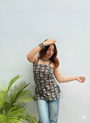 INFINITYEMPORIUM19 Women Printed Straight Kurta(Black)