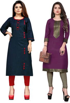Maaa Meladi CreationS Women Self Design, Woven Design Straight Kurta(Multicolor)