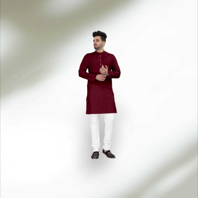 EIRLYS EMPIRE Men Solid Straight Kurta(Maroon)