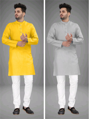 TRUST OUS Men Solid Straight Kurta(Multicolor)