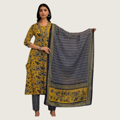 HouseOfCommon Women Patchwork Straight Kurta(Dark Green)